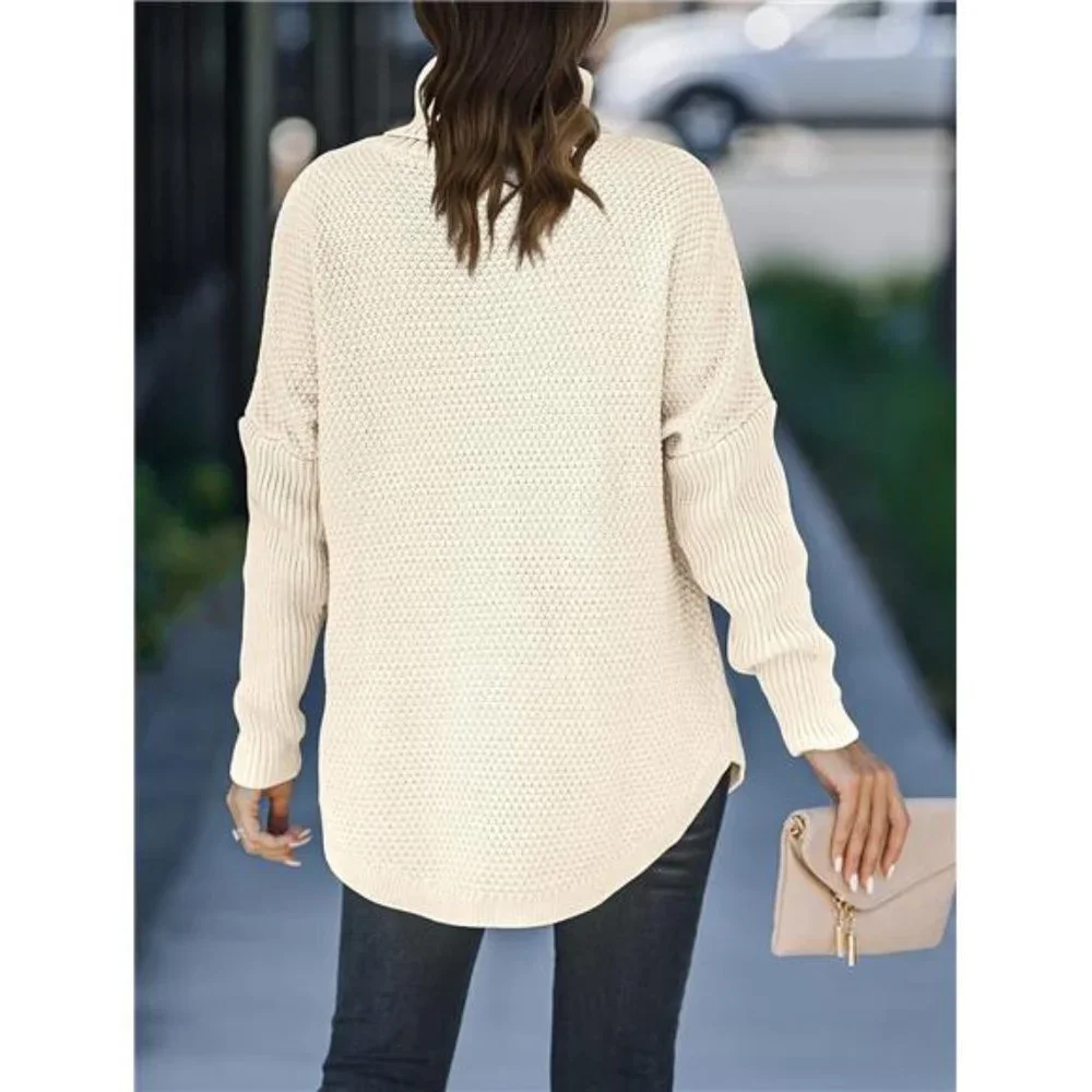 Women's Turtleneck Long Sleeve Tunic Sweater Oversized Chunky Knit Pullover Tops